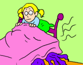 Coloring page Monster under the bed painted bylinzi