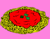 Coloring page Spaghetti with cheese painted byBuford the red