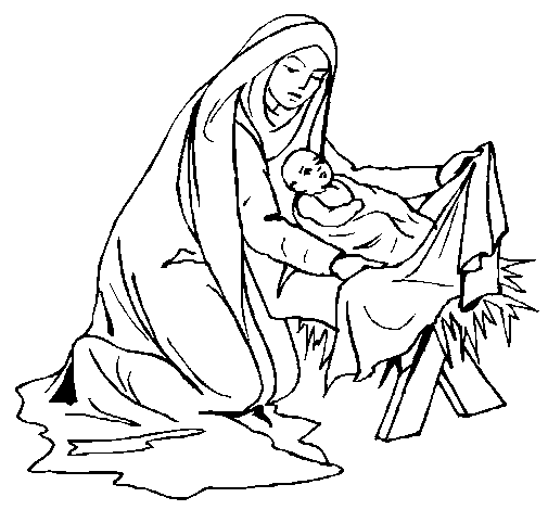 Coloring page Birth of baby Jesus painted byyuan