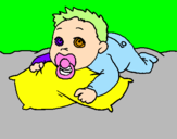 Coloring page Baby playing painted byNECO