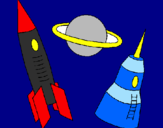 Coloring page Rocket painted byHelen