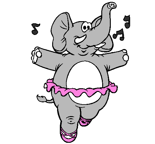 Coloring page Elephant wearing tutu painted bySallie