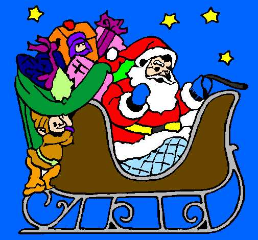 Father Christmas in his sleigh