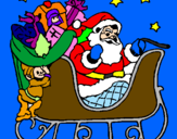 Coloring page Father Christmas in his sleigh painted byhvanesa