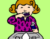 Coloring page Little girl brushing her teeth painted byMax