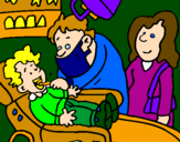 Coloring page Little boy at the dentist's painted bycourtney