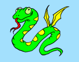 Coloring page Winged serpent painted byTOM