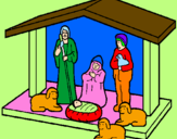 Coloring page Christmas nativity painted bysonia