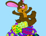 Coloring page Easter bunny painted byema