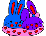 Coloring page Rabbits in love painted byAlicia!!!