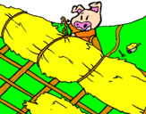 Coloring page Three little pigs 2 painted byEvan Burns