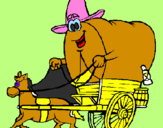 Coloring page Cowboy wagon painted bylana