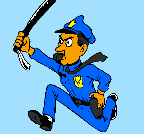 Coloring page Police officer running painted bykatie