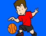 Coloring page Little boy dribbling ball painted byjoey