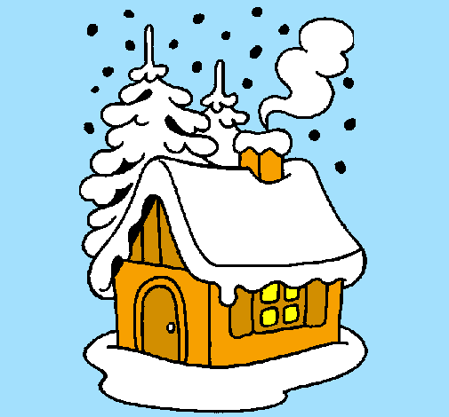 Coloring page House in snow painted byMarga