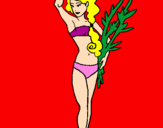 Coloring page Roman woman in bathing suit painted byash