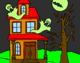 Coloring page Ghost house painted byevie