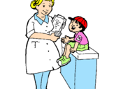 Coloring page Nurse and little boy painted byjose