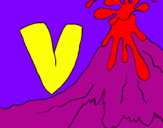 Coloring page Volcano  painted bya