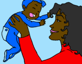 Coloring page Mother and daughter  painted byRosalea