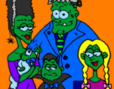 Coloring page Family of monsters painted byKay