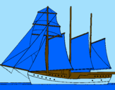 Coloring page Sailing boat with three masts painted bysilee    chighna    man