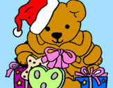 Coloring page Little bear with Christmas hat painted bykylie
