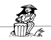 Coloring page Woman playing the bongo painted byan de Javiera
