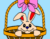 Coloring page Bunny in basket painted byGreat