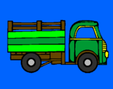 Coloring page Pick-up truck painted bygreen lorry