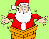 Coloring page Santa Claus on the chimney painted byMargarita