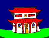 Coloring page Japanese temple painted bysylvester