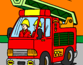Coloring page Fire engine painted byNoah