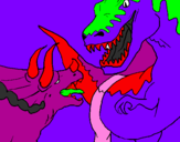 Coloring page Dinosaur fight painted byLevi