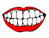 Coloring page Mouth and teeth painted byarlet