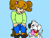 Coloring page Little girl with her puppy painted bypuppy
