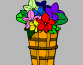 Coloring page Basket of flowers 3 painted byGirlsRule
