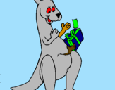 Coloring page Mother kangaroo painted byanna