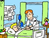 Coloring page Little boy in hospital painted bybooobiddybooo