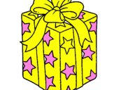 Coloring page Present wrapped in starry paper painted bygjdjgdcnxsjzlflx;x