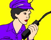 Coloring page Police officer with walkie-talkie painted byyenni