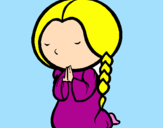 Coloring page Little girl praying painted bygisela