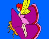 Coloring page Fairy and butterfly painted bydarielys
