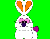 Coloring page Heart rabbit painted byEleni
