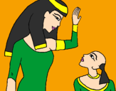 Coloring page Egyptian mother and son painted byBRITTANY