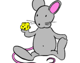 Coloring page Rat with cheese painted byplaying mouse