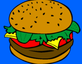Coloring page Hamburger with everything painted byanna