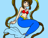 Coloring page Mermaid with pearls painted bynicolette