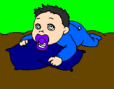 Coloring page Baby playing painted bydany12