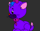 Coloring page Cat with bow painted bydjgdfghfdjghdyjuhyjdghfjf